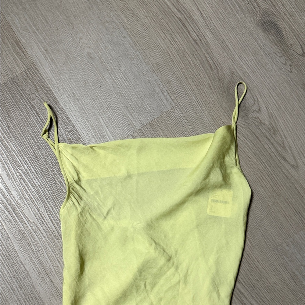 NWT Free People Square Neck Ruched Sexy Yellow Midi Dress - Picture 2 of 6